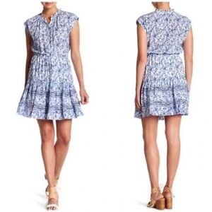 REBECCA TAYLOR SILK SZ 12 Floral Blue Women's Dress